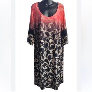 Women's Sheath Dress Ombré Print Business Casual Plus Size 1X